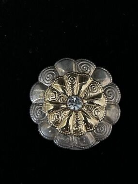 Gold and Silver Floral Crystal Brooch - Women Jewelry Brooches